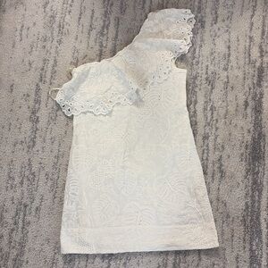 Farm Rio Mini White One Shoulder Dress